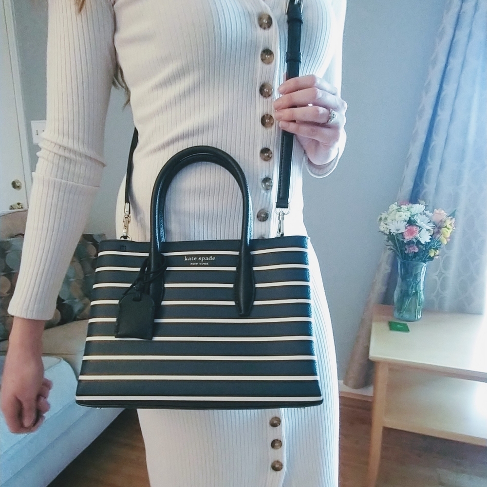 Kate Spade eva stripe small zip top satchel